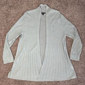 Eileen Fisher Viscose Blend Open Knit Green Cardigan Topper Womens XL